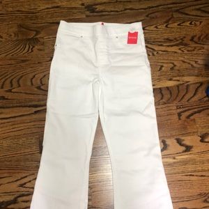 White spanx cropped flare jeggings